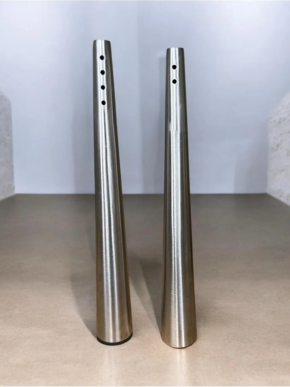 Stainless Steel Modern Cone Salt and Pepper Shakers - Brushed Silver
